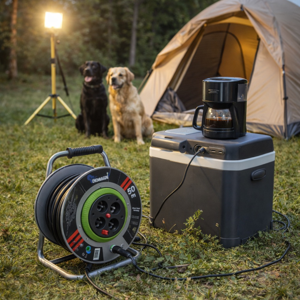 Prodlužovací kabel na bubnu – použití venku