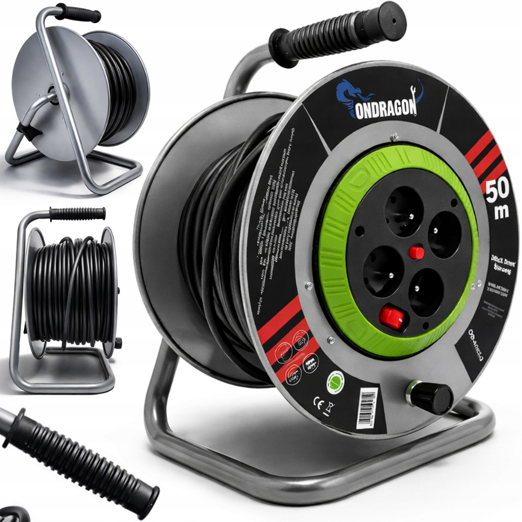 Prodlužovací kabel na bubnu – detail zásuvek