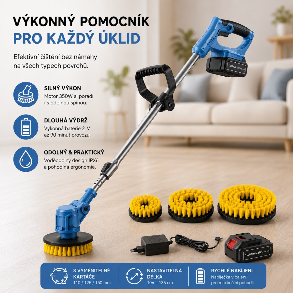 Aku kartáč SKYTECH při čištění