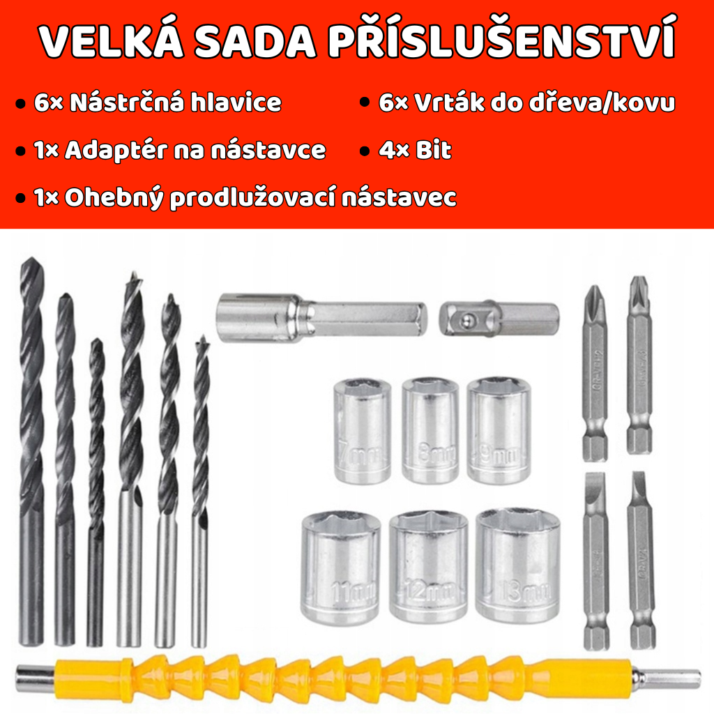 Aku příklepová vrtačka při vrtání do zdiva