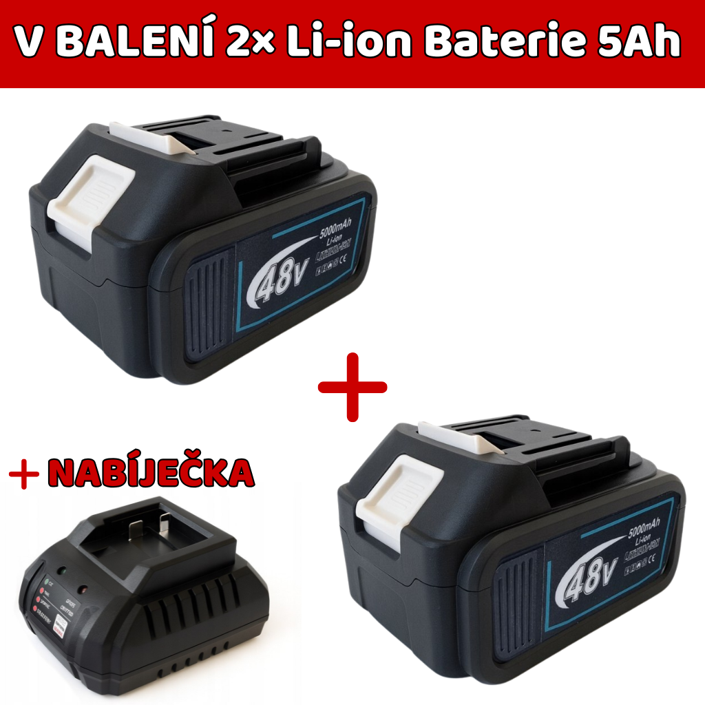 2 baterie a nabíječka v balení