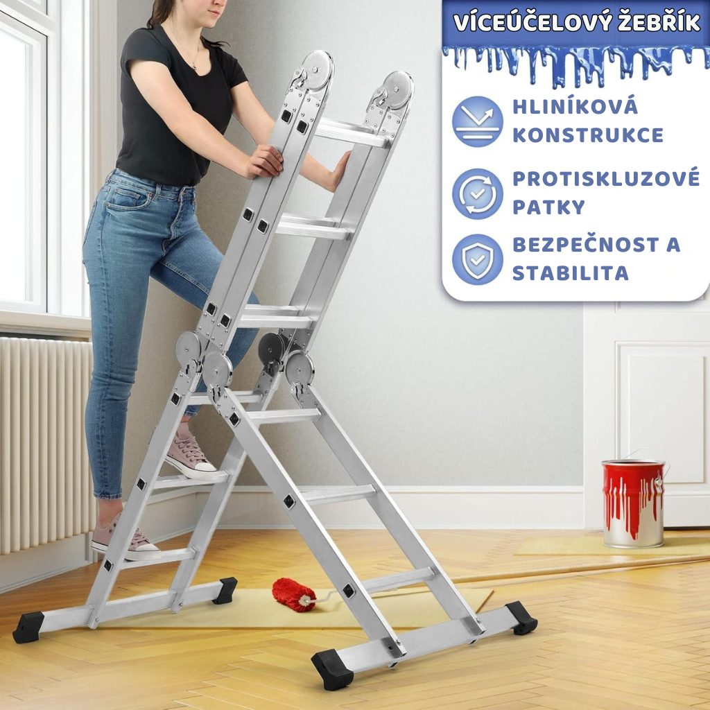 Hliníkový žebřík – použití jako plošina